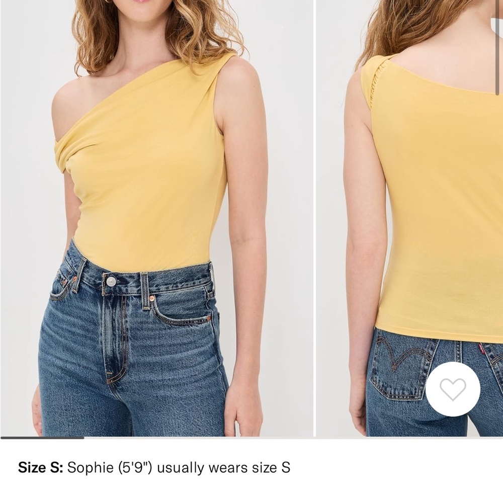 Reformation Mustard Yellow Off-Shoulder Drape Top